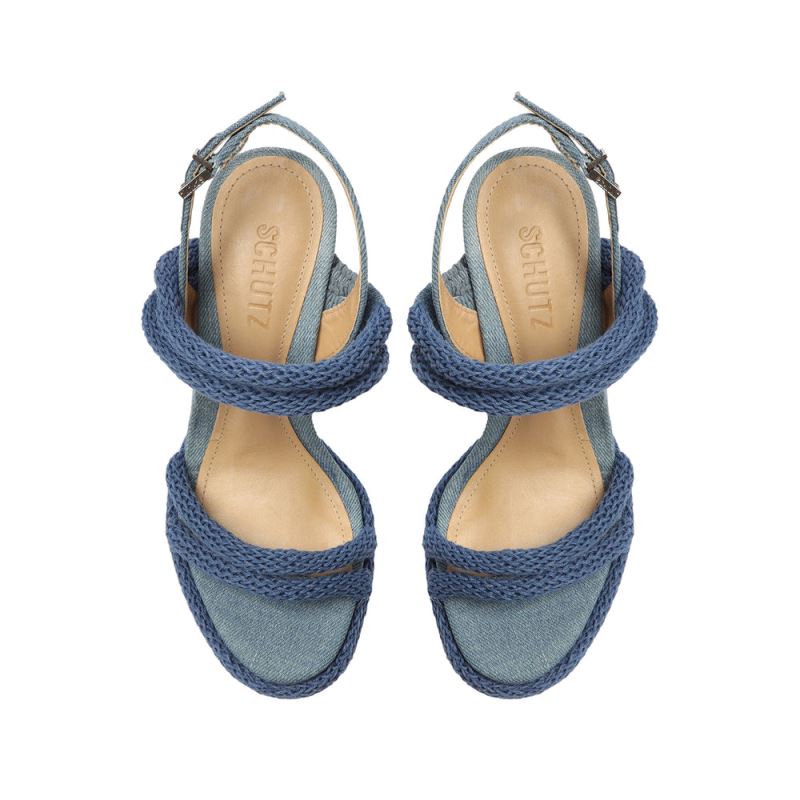 Schutz Leeneh Denim Sandal μπλε | LCIniVW