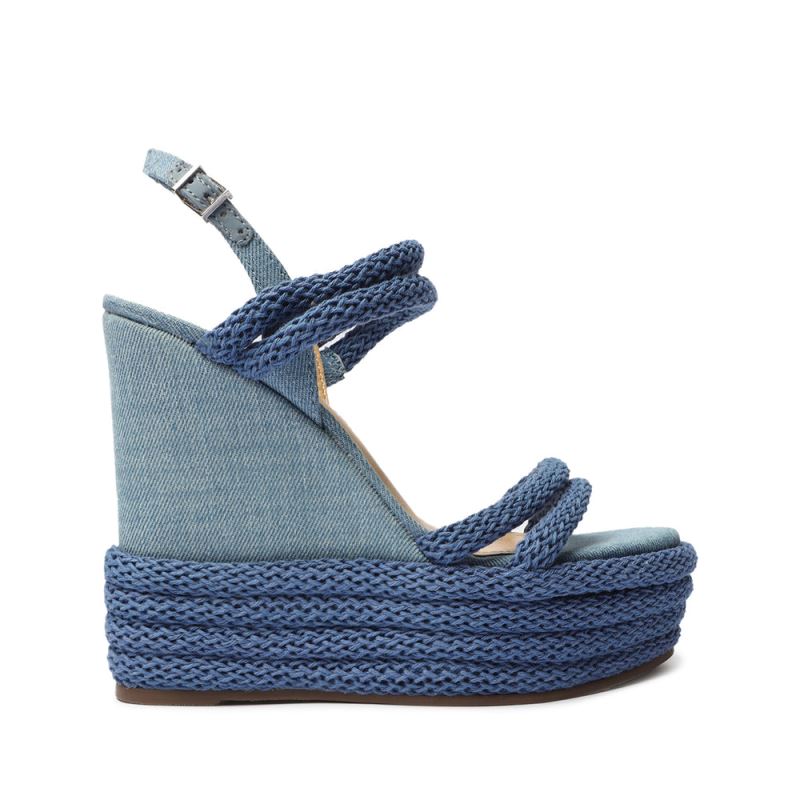 Schutz Leeneh Denim Sandal μπλε | LCIniVW