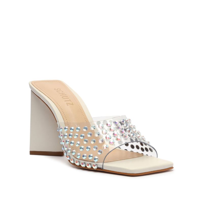 Schutz Lizah Crystal Vinyl Sandal ασπρα | 9CfLvow