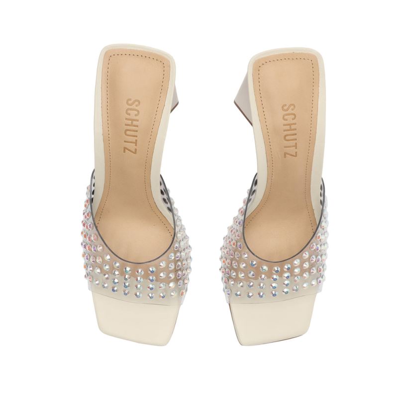 Schutz Lizah Crystal Vinyl Sandal ασπρα | 9CfLvow