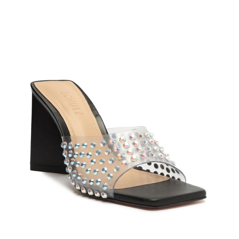 Schutz Lizah Crystal Vinyl Sandal μαυρα | sSOPq52