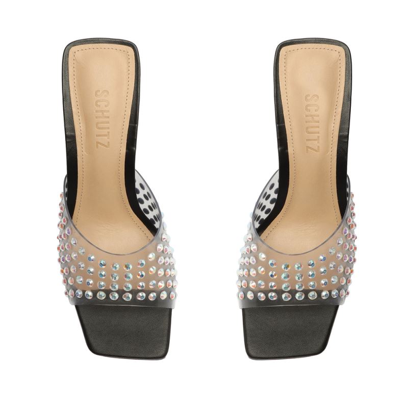 Schutz Lizah Crystal Vinyl Sandal μαυρα | sSOPq52