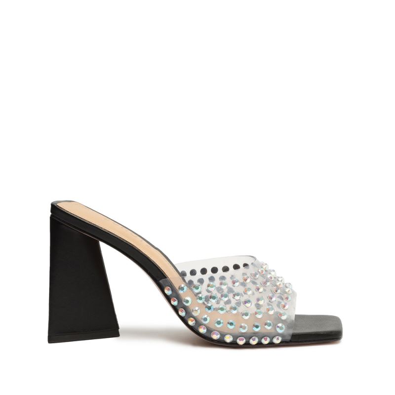 Schutz Lizah Crystal Vinyl Sandal μαυρα | sSOPq52