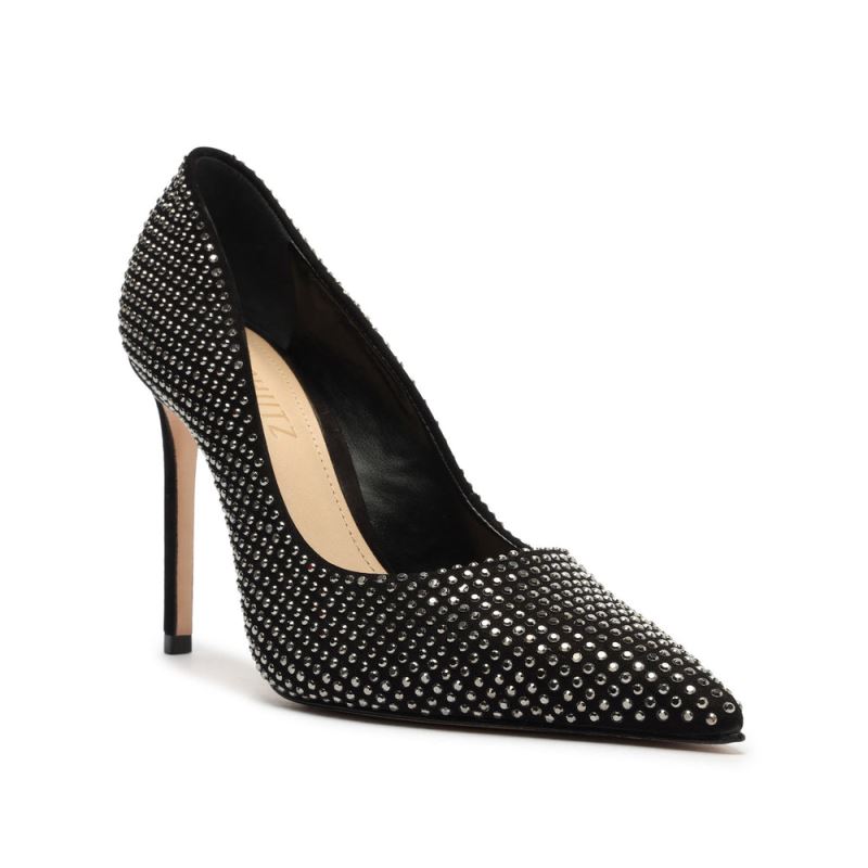 Schutz Lou Crystal Nubuck & Rhinestones Pump μαυρα | EGP3XVx