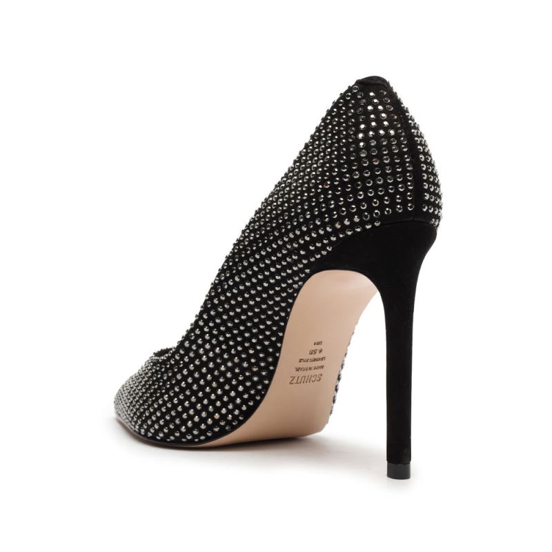 Schutz Lou Crystal Nubuck & Rhinestones Pump μαυρα | EGP3XVx