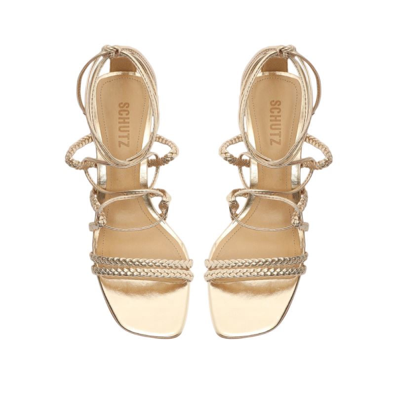 Schutz Lunah Mid Metallic δερματινα Sandal χρυσο χρωμα | UbqkdQr