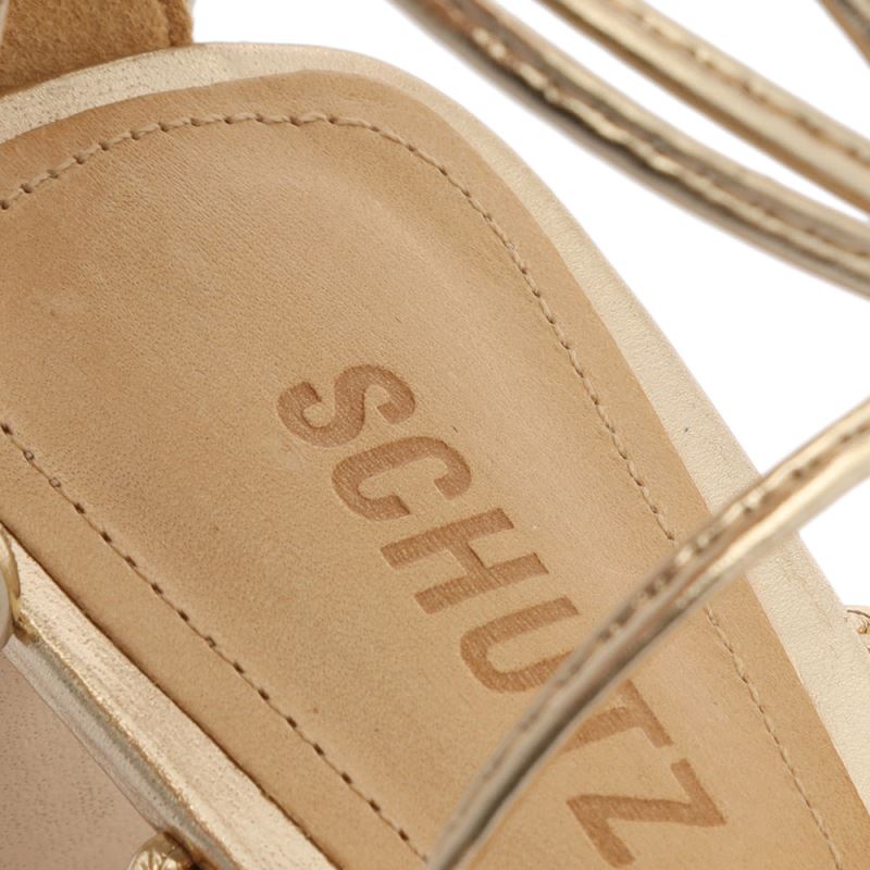 Schutz Lunah Mid Metallic δερματινα Sandal χρυσο χρωμα | UbqkdQr