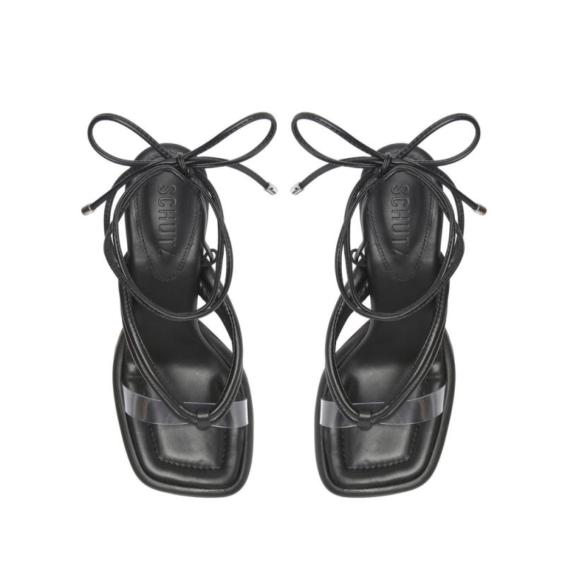 Schutz Meghan Vinyl Sandal μαυρα | iqd5UQU