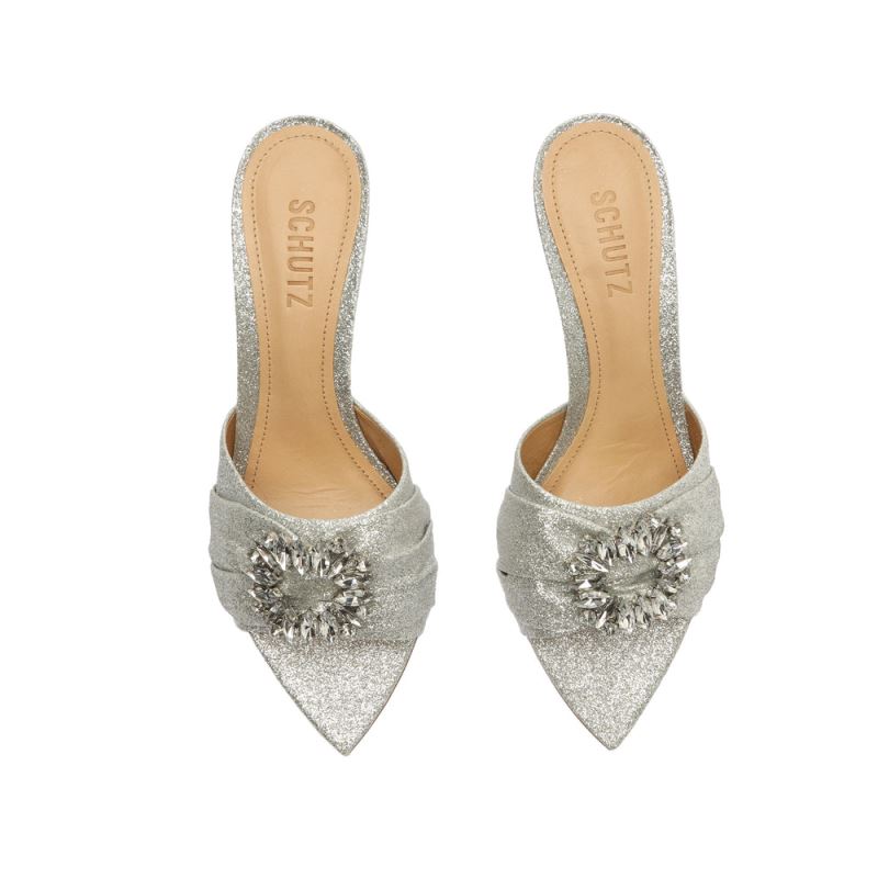 Schutz Meisho Mid Glitter Sandal ασημι | LKoEYqH