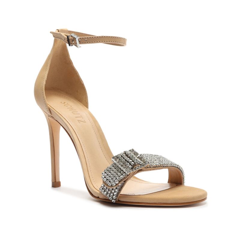 Schutz Perlah Nubuck & Rhinestones Sandal ανοιχτο | yAfaqWi