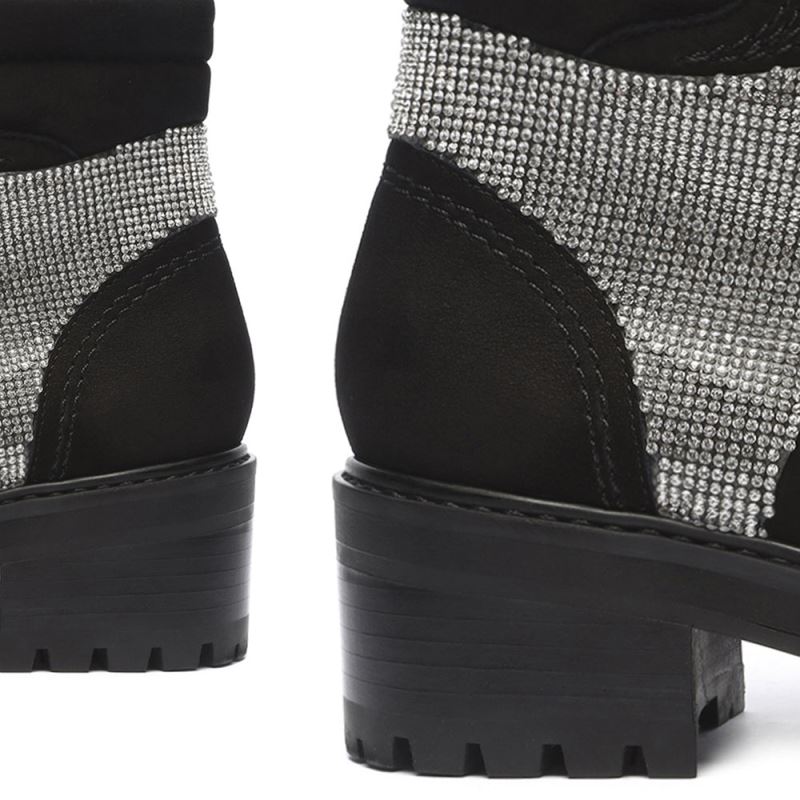 Schutz Silvetty Nubuck & Rhinestones Bootie μαυρα | xI4F1HO