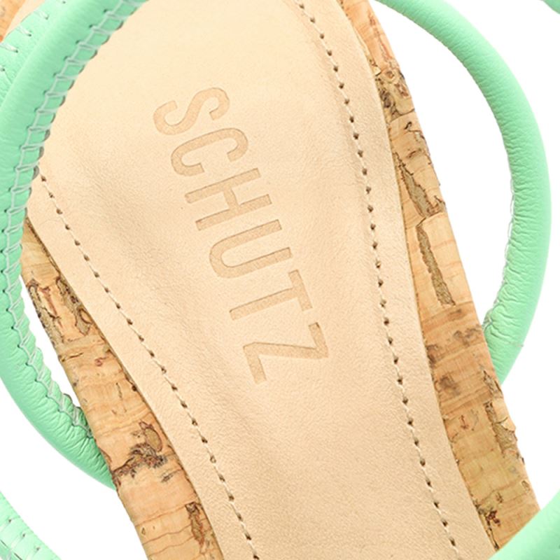 Schutz Suzy High Block δερματινα Sandal βαθυ μεντα | mp97b2l