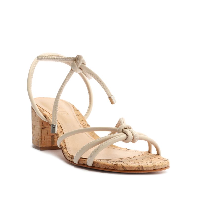 Schutz Suzy Mid Block δερματινα Sandal Μπεζ | vmTiCPZ