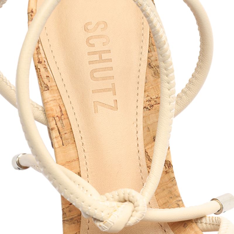 Schutz Suzy Mid Block δερματινα Sandal Μπεζ | vmTiCPZ