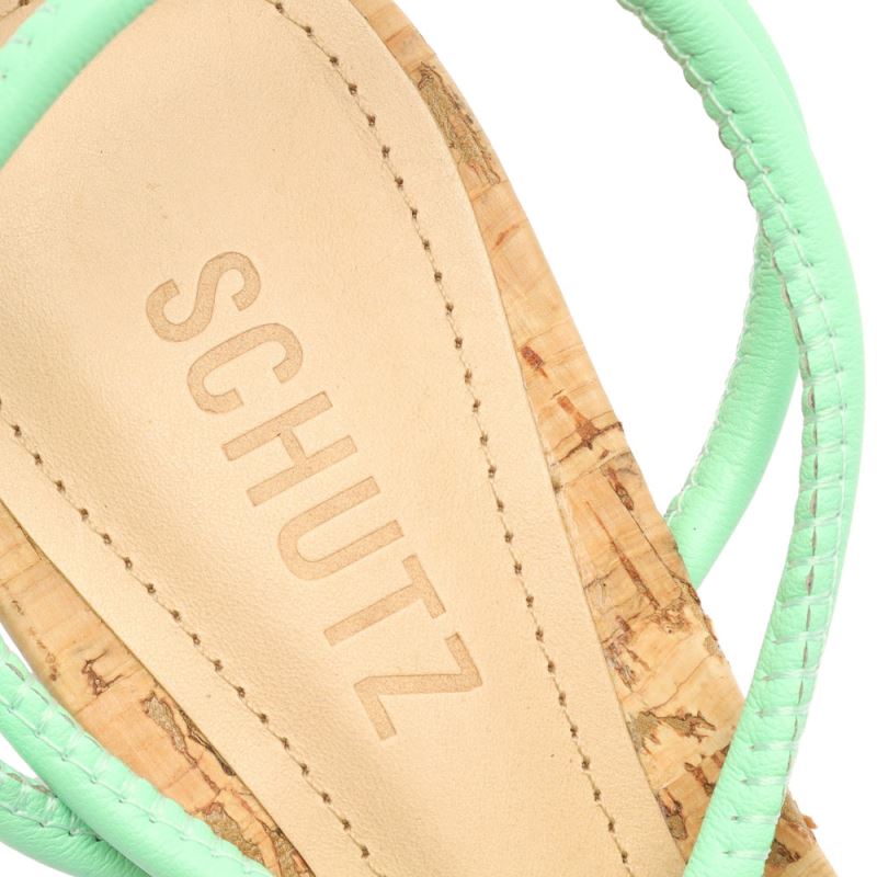 Schutz Suzy Mid Block δερματινα Sandal βαθυ μεντα | yqSMogs