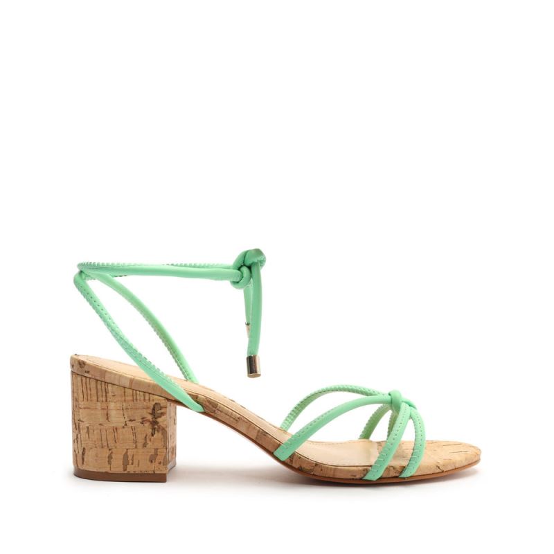 Schutz Suzy Mid Block δερματινα Sandal βαθυ μεντα | yqSMogs