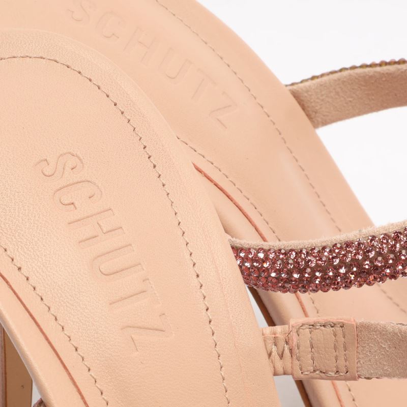 Schutz Taliah Crystal Rhinestones Sandal ανοιχτο ροζ | Li3ijsN