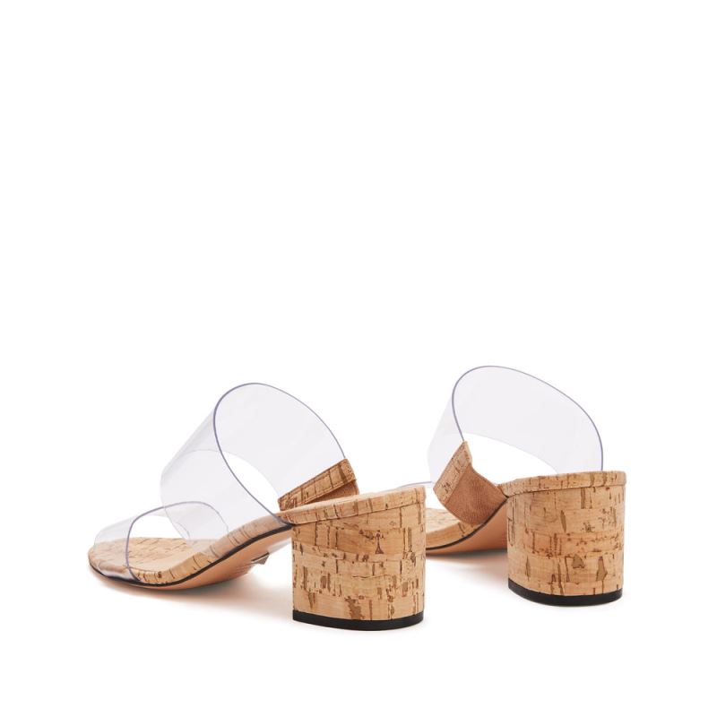 Schutz Victorie Low Heel Sandal in Natural Cork & Vinyl Μπεζ | dRonl6u