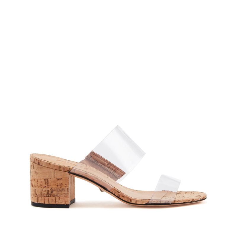 Schutz Victorie Low Heel Sandal in Natural Cork & Vinyl Μπεζ | gekDcr7