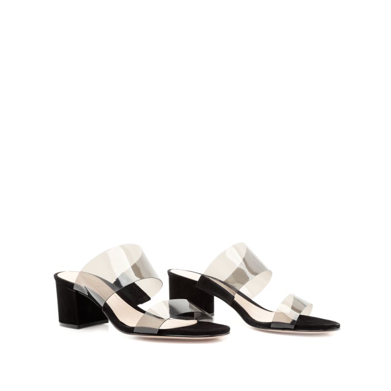 Schutz Victorie Sandal in Nubuck and Vinyl μαυρα | c40XXFz