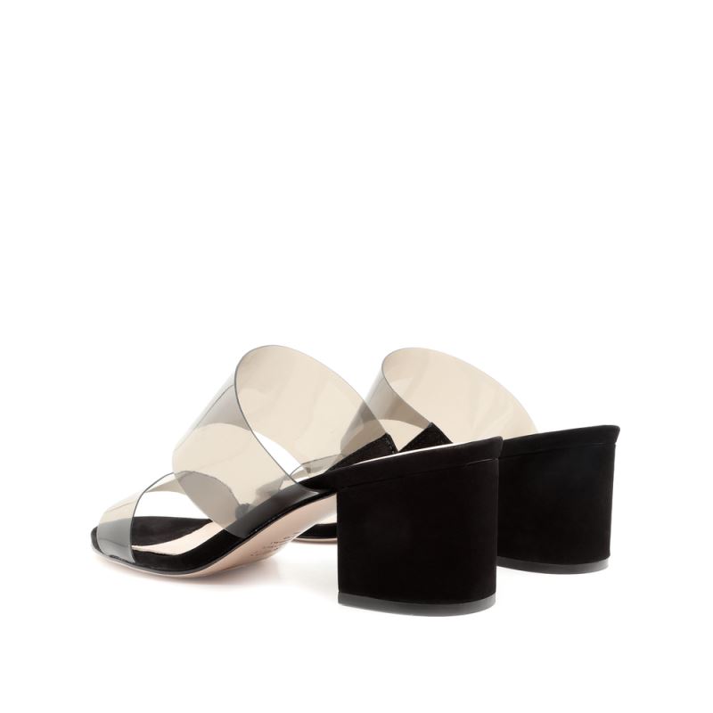 Schutz Victorie Sandal in Nubuck and Vinyl μαυρα | c40XXFz