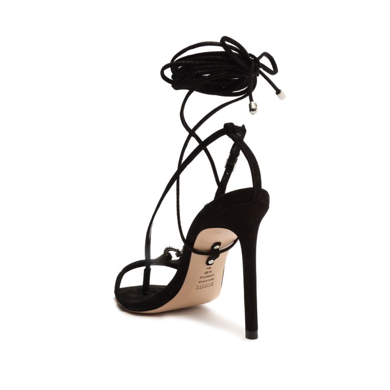 Schutz Vikki Glam Nubuck Sandal μαυρα | 3BFnJ0A