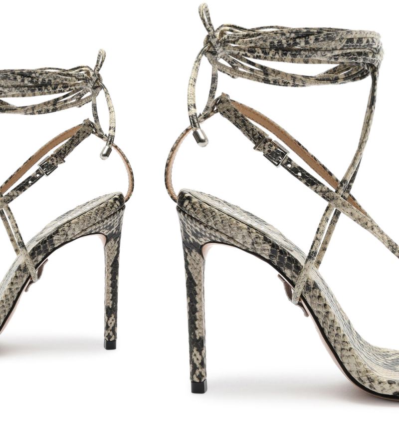 Schutz Vikki Snake-Embossed δερματινα Sandal Μπεζ Snakeskin | 2ltARCJ