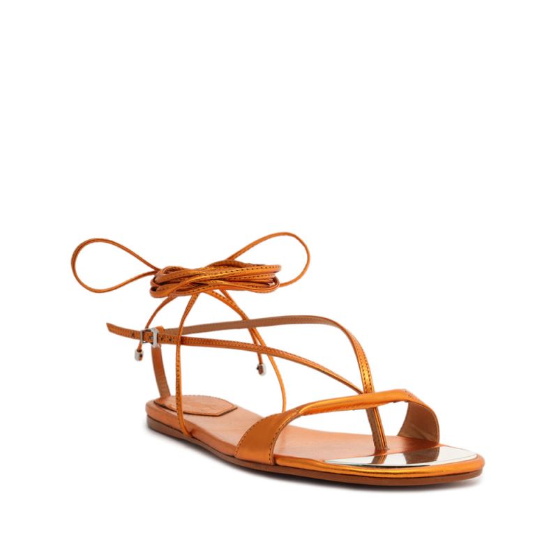 Schutz Vikki φλατ Metallic δερματινα Sandal πορτοκαλι | 5FigewY