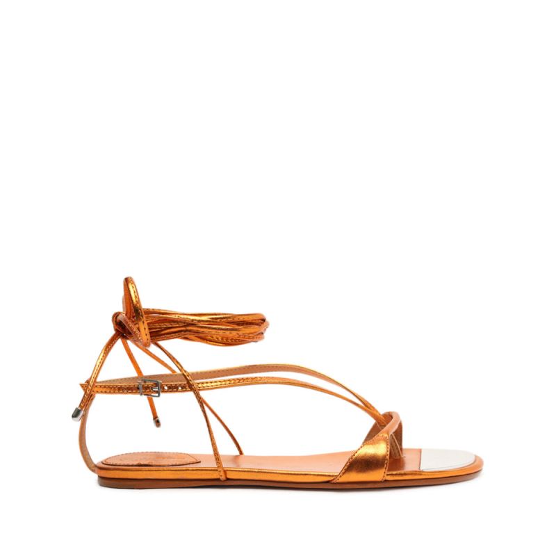 Schutz Vikki φλατ Metallic δερματινα Sandal πορτοκαλι | 5FigewY