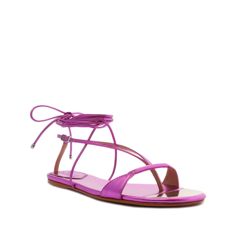 Schutz Vikki φλατ Metallic δερματινα Sandal ανοιχτο μωβ | L0Hgsji