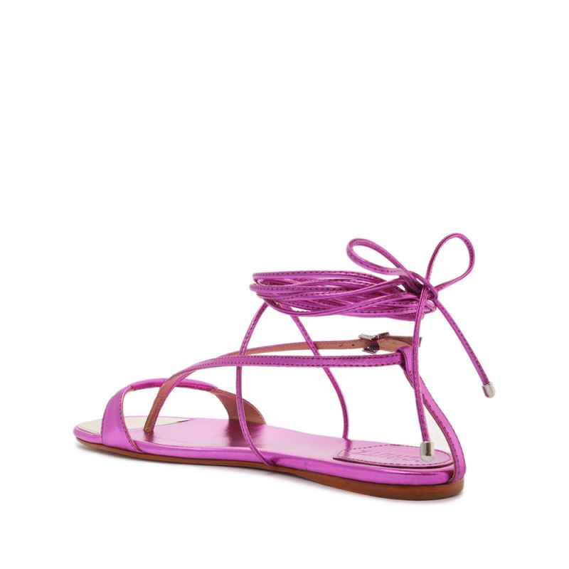 Schutz Vikki φλατ Metallic δερματινα Sandal ανοιχτο μωβ | L0Hgsji