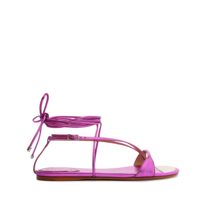 Schutz Vikki φλατ Metallic δερματινα Sandal ανοιχτο μωβ | L0Hgsji