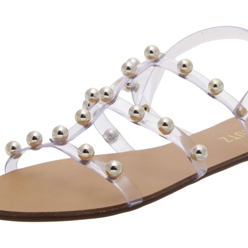 Schutz Yarin φλατ Sandal in Clear Vinyl with Studs Clear | pmHbjxe