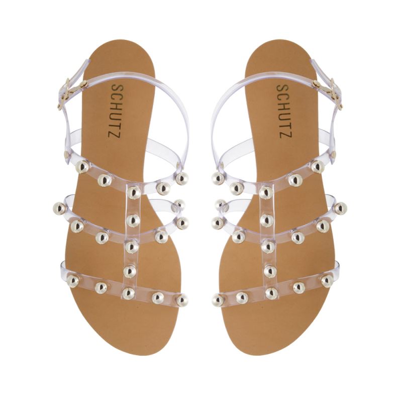 Schutz Yarin φλατ Sandal in Clear Vinyl with Studs Clear | pmHbjxe