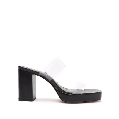 Schutz Ariella flatforms Vinyl Sandal μαυρα | 4B7k6sj