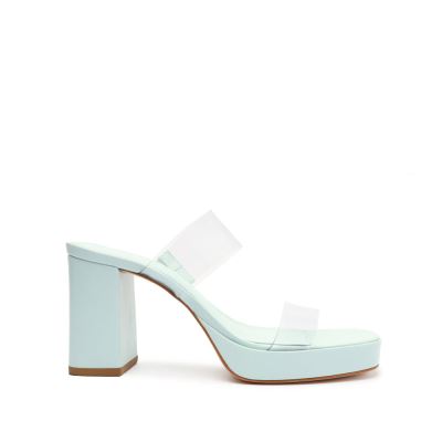 Schutz Ariella flatforms Vinyl Sandal μπλε | 6ZL05Cc