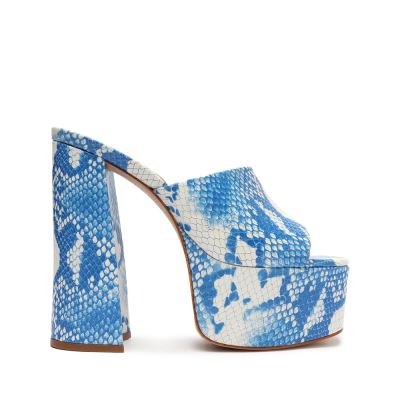 Schutz Darah Snake-Embossed δερματινα Sandal μπλε Snakeskin | EfmQwzS